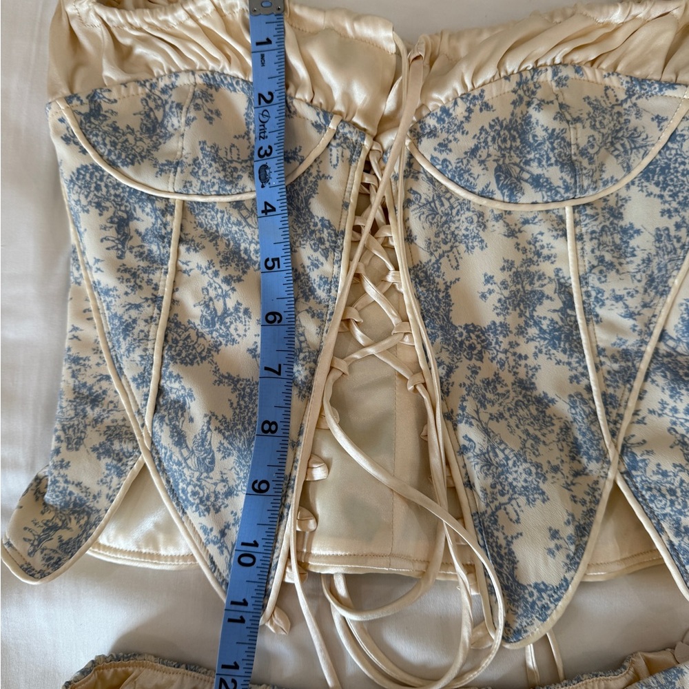Fait Par Foutch Blue Toile Set (Angelina Corset + Jacqueline Skirt) size xxs - Picture 6 of 16